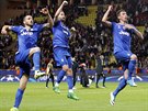 OSLAVNÝ VÝSKOK. Fotbalisté Juventusu oslavují vítzství na hiti Monaka v...