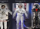 Ti NASA vyvíjené skafandry pro výstup do volného vesmíru. Vlevo je nová...