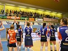 Olomoucké volejbalistky dkují fanoukm po prohraném finále.