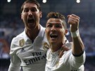 Cristiano Ronaldo z Realu Madrid slaví svj gól v semifinále Ligy mistr proti...