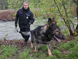 Policejn psovodi se psy prohledvali beh eky Odry pobl Jakubovic nad...