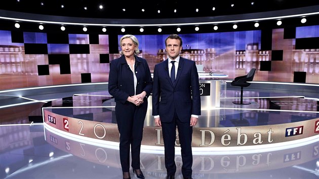 Macron a Le Penová se střetli v televizní debatě (3. květen 2017).