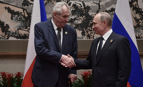 Miloš Zeman na setkání s Vladimirem Putinem (14. května 2017)
