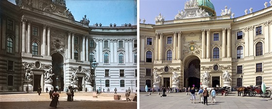 Vídeský Hofburg kolem roku 1895 a v souasnosti