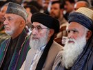 Zleva: Afghánský exprezident Hamíd Karzáí,  Gulbuddín Hekmatjár a islamistický...