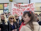 Lidé v Brn protestují proti Andreji Babiovi a Miloi Zemanovi (10.5.2017).