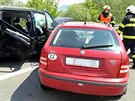Nehoda tí aut na tahu z Brna do Vídn si vyádala deset zranných lidí (14....