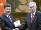 eský prezident Milo Zeman (vpravo) se v Pekingu setkal se svým ínským...