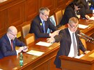 Ministr financí Andrej Babi (ANO) bhem mimoádné schze Snmovny kvli...