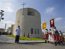 Kostel sv. Václava, Sazovice. Vysvcení nového kostela svatého Václava v...