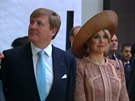 Nizozemský král Willém-Alexander a jeho ena, princezna Máxima pi návtv...