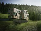 Vizualizace apartmnovho domu nad Jelenm potokem u Pece pod Snkou.