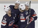 Radost amerických hokejistů v utkání proti Itálii