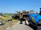 Kamion zstal po nehod u Mikulovic na Znojemsku na stee. V kabin zstal...