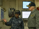 Americký prezident Donald Trump na návtv letadlové lod USS Gerald R. Ford.