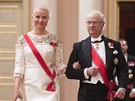Norská korunní princezna Mette-Marit a védský král Carl XVI. Gustaf (Oslo, 9....