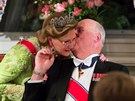 Norská královna Sonja a král Harald V. na oslav svých 80. narozenin (Oslo, 9....