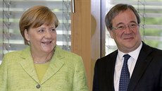 Nmecká kancléka Angela Merkelová a lídr kandidátky CDU v Severním Porýní -...