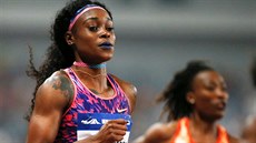 Elaine Thompsonová v závod� na 100 metr� na mítinku Diamantové ligy v �anghaji