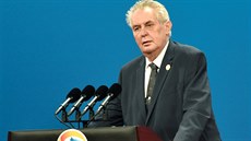 Miloš Zeman pronáší svůj projev na summitu o nové Hedvábné stezce v čínském...