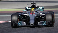 Lewis Hamilton z týmu Mercedes v tréninku na Velkou cenu Španělska.