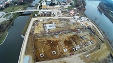 Pohled na stavenit istírny na Císaském ostrov. Únor 2016 (11.5.2017)