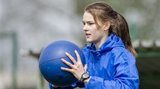 Veronika Voráková na tréninku basketbalové reprezentace v Lázních Blohrad.