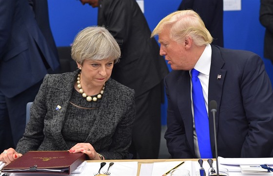 Britská ministerská pedsedkyn Theresa Mayová a americký prezident Donald...