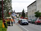 Srka t aut zkomplikovala dopravu ve Svitavch. (25. 5. 2017)