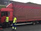Hromadná nehoda kamion na dálnici D1 u prahy (25.5.2017)