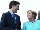 Kanadský premiér Justin Trudeau s nmeckou kanclékou Angelou Merkelovou na...