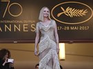 Herečka Uma Thurmanová na závěrečném ceremoniálu 70. ročníku v Cannes.
