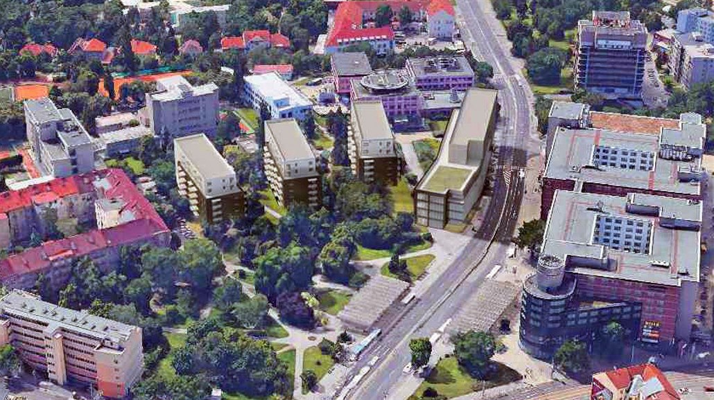 Investor plánuje na náměstí OSN ve Vysočanech postavit tři pětipatrové bytové...