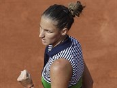 Karolna Plkov a jej radost v 1. kole Roland Garros