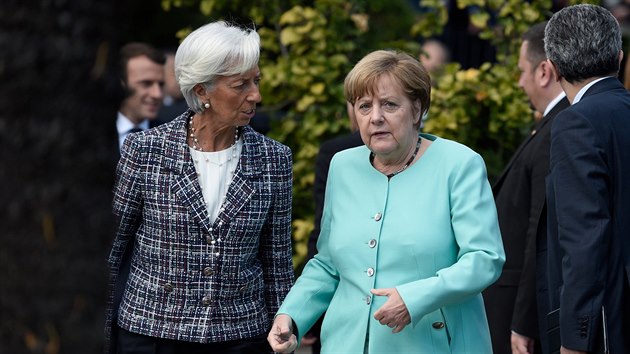 Generln editelka Mezinrodnho mnovho fondu Christine Lagardeov s nmeckou kanclkou Angelou Merkelovou na summitu G7 v italsk Taormin (27. kvtna 2017).