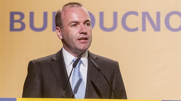 f frakce Evropsk lidov strany (EPP) v Evropskm parlamentu Manfred Weber popl na vod sjezdu KDU-SL lidovcm spch (27.5.2017). 