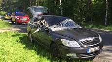 U obce Struha�ov se st�etl nákla�ák s autem (26.5.2017)