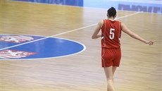 Sonja Petroviová ze Srbska jde na hit bhem utkání s eskou reprezentací.