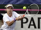 Bethanie Matteková-Sandsová returnuje v rozhodující tyhe v semifinále Fed...
