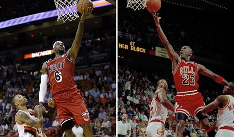 LeBron James (vlevo) i Michael Jordan mají místo v základní ptce Dream Teamu.
