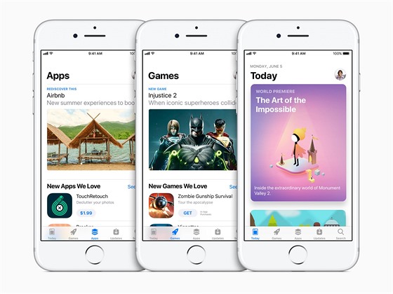 Nový App Store v systému iOS 11 pro iPhone.