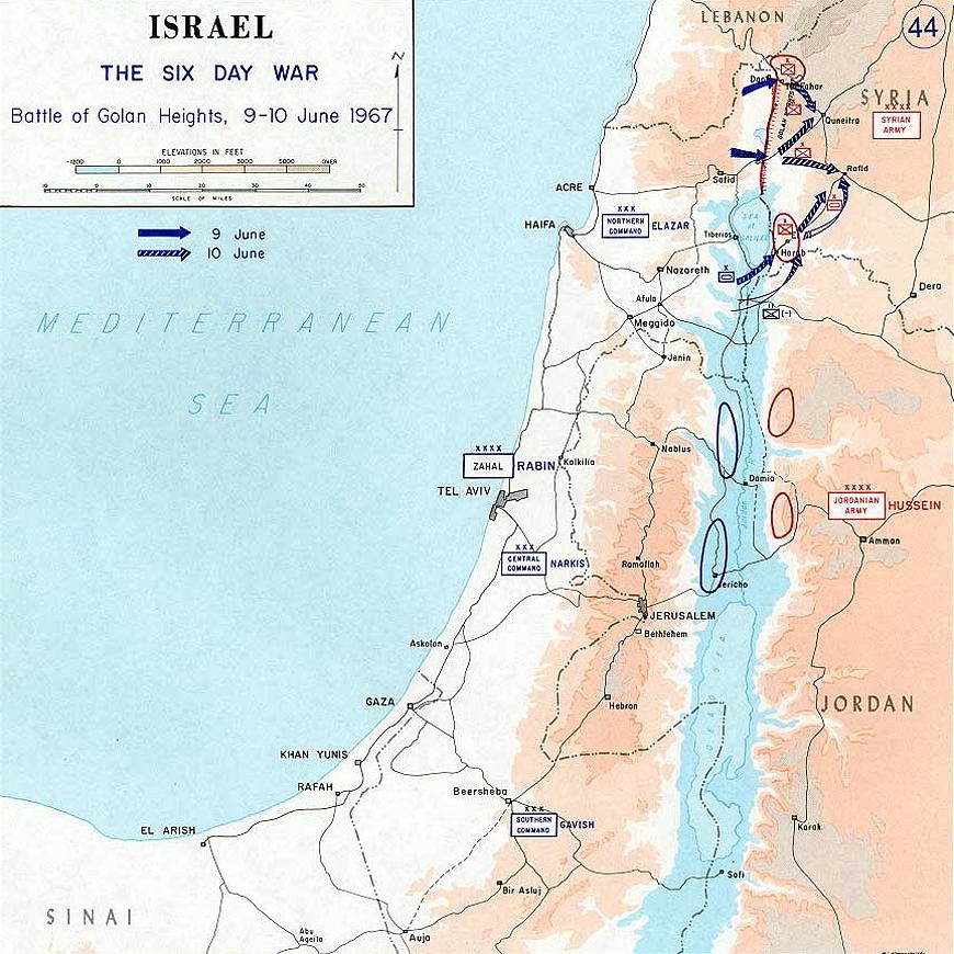 golanské výšiny mapa Fotogalerie: Šestidenní válka, mapa postupu na Golanské výšiny golanské výšiny mapa