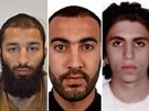 Pachatelé teroristického útoku u London Bridge. Zprava: Youssef Zaghba, Rachid...