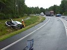 Dopravní nehoda u odboky na Hrky.