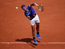 Rafael Nadal bhem tetího kola Roland Garros.