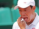 Kei Niikori bhem osmifinále Roland Garros.