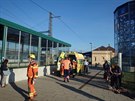 Zásah hasi pi pondlní nehod vlaku na nádraí v Perov.