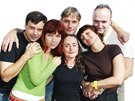 Sestava dabér seriálu Pátelé (zleva): Petr Rychlý (Joey), Stanislava...