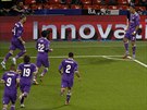 Fotbalisté Realu Madrid slaví gól ve finále Ligy mistr proti Juventusu a bí...