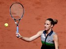 NA SÍTI. Karolína Plíková ve tvrtfinále Roland Garros.